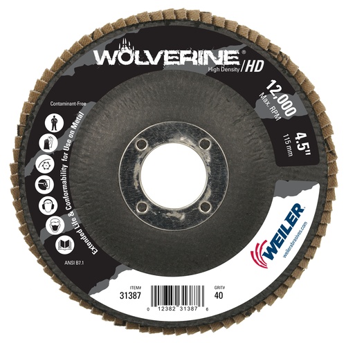Picture of Weiler 4 1/2 X 7/8 40 Grit Zriconium Flap Disc